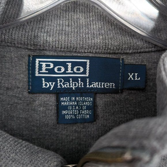 Polo Ralph Lauren Quarter Zip Pullover Sweater XL Grey Long Sleeve Mock Neck 90s - Picture 2 of 11